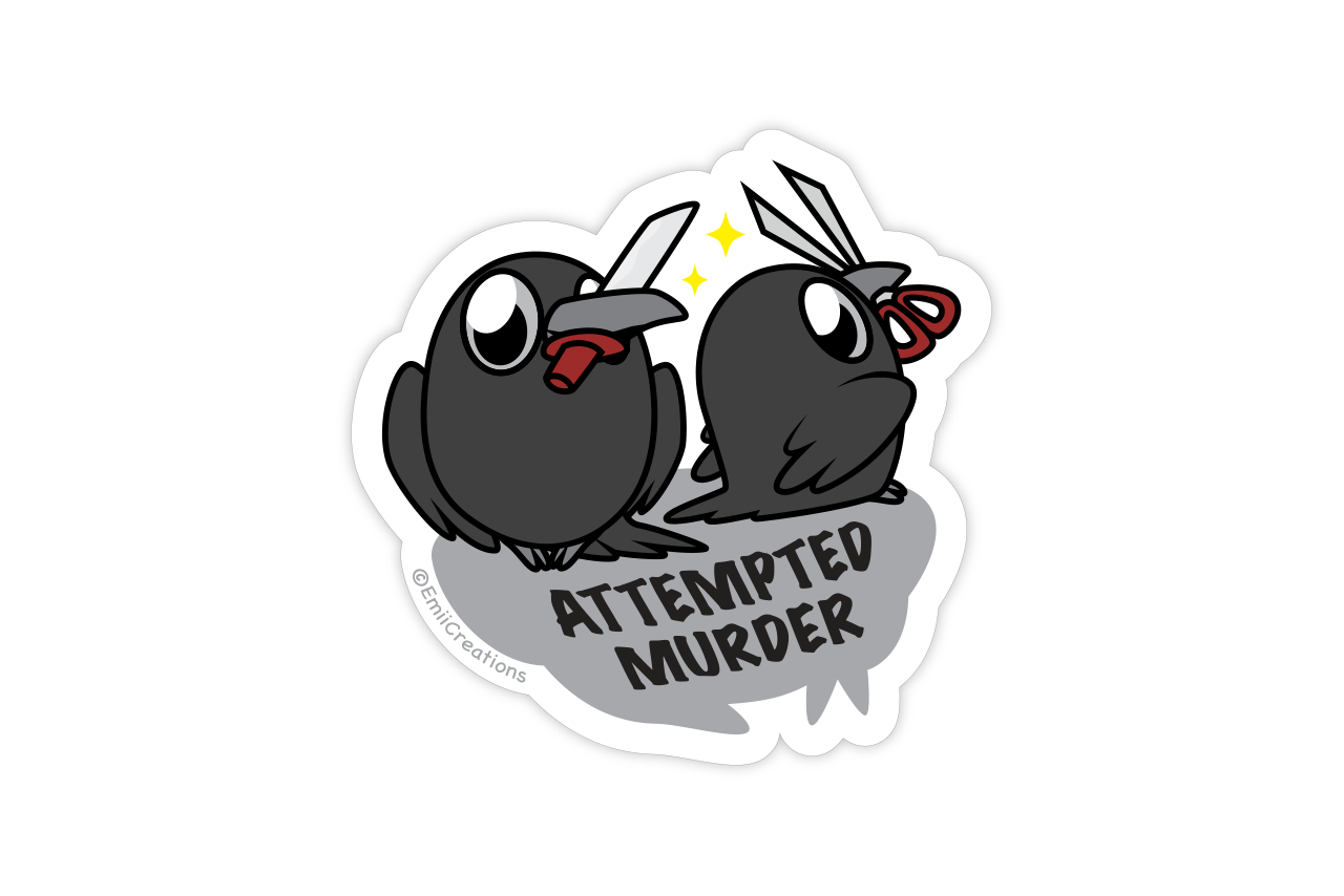 Cute Crow Attemping Murder Stickers