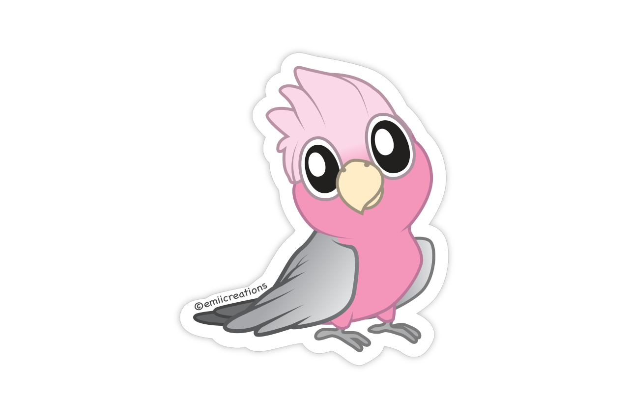 Cute Cockatoo Galah Parrot Bird Stickers