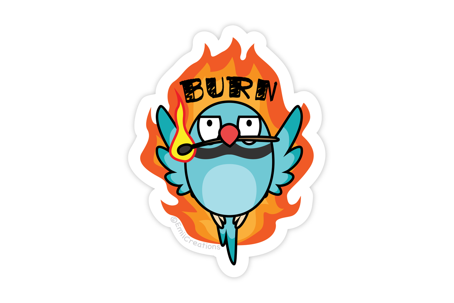 Haru Bird BURN Sticker - the Indian Ringneck Parrot