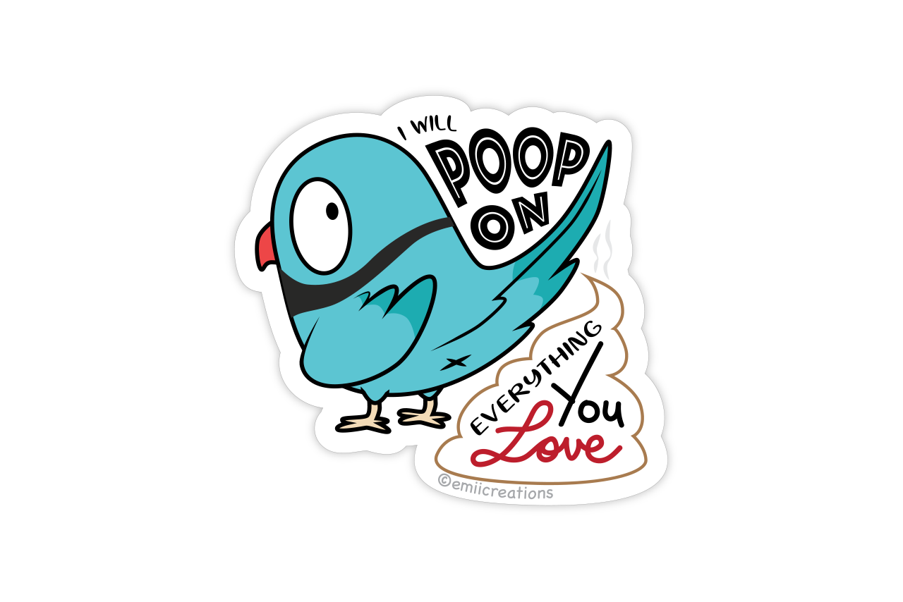 Haru Bird Poop On Everything Sticker - the Indian Ringneck Parrot