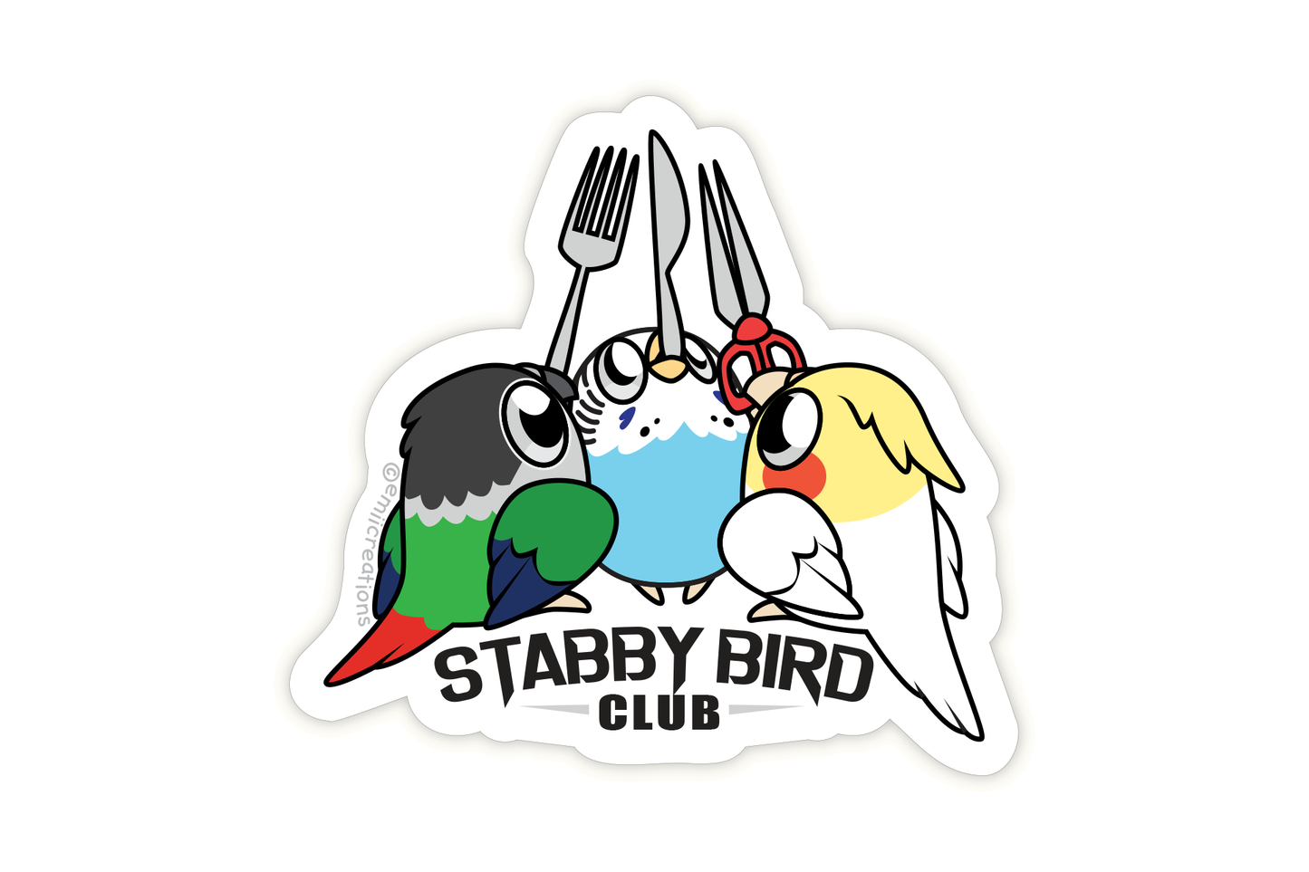 Cute Talking Bird Stabby Bird Club Stickers
