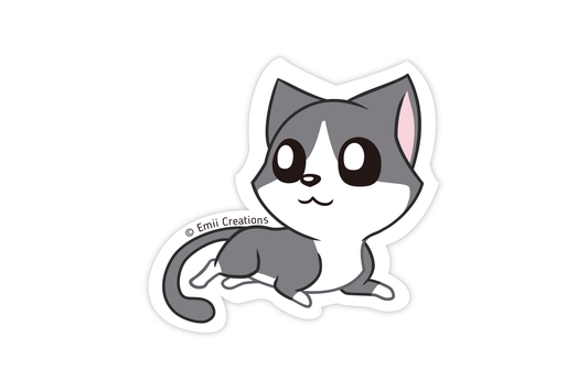 Cute Cat Black White Kitty Stickers