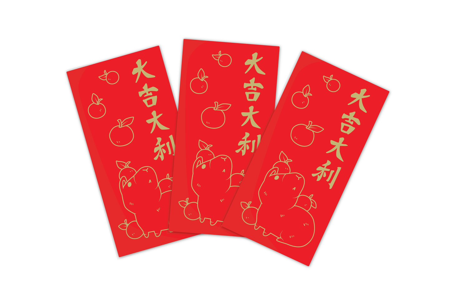Capybara Gold Foil Red Envelopes - Set of 3