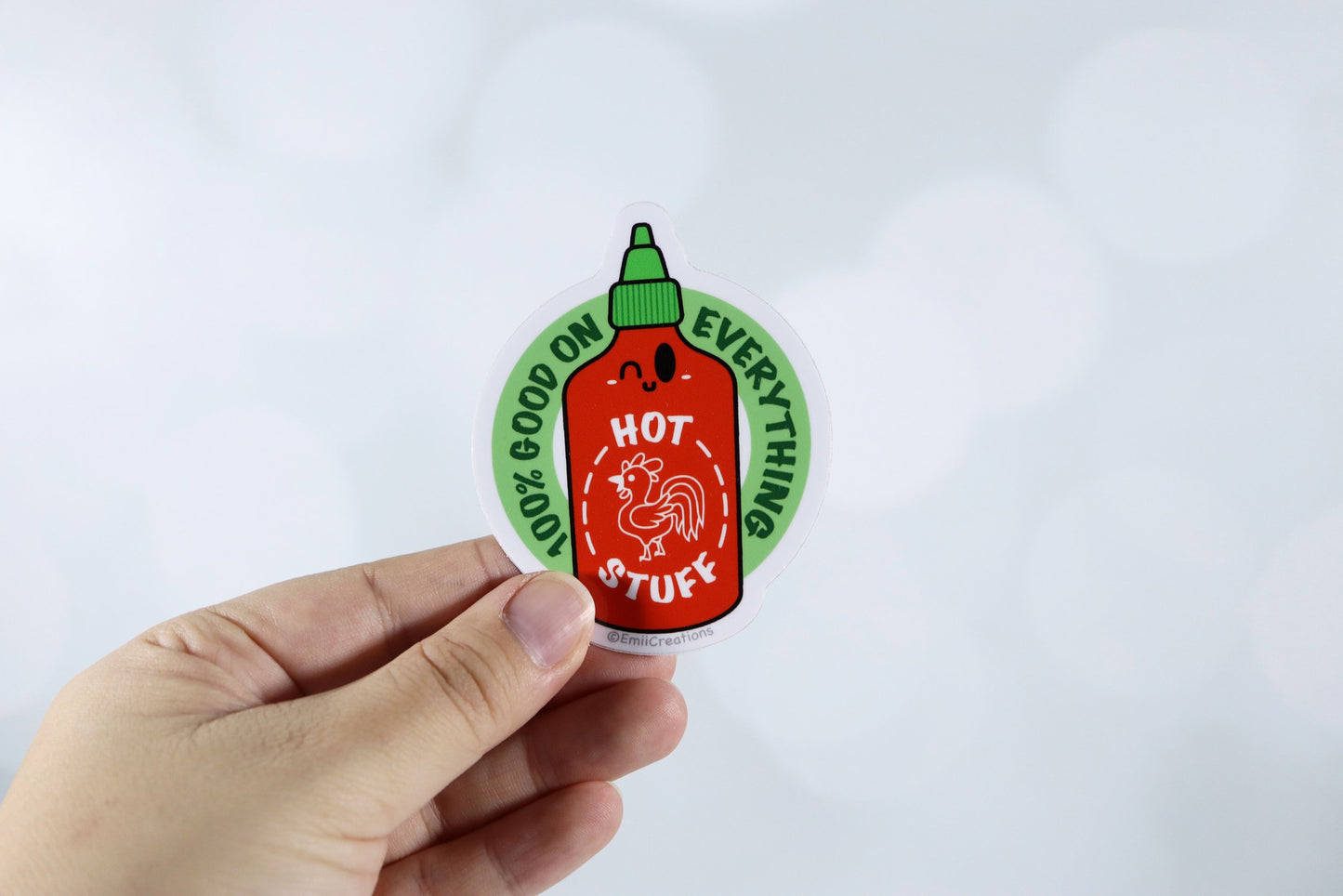Sriracha 100% Good on Everything Hot Sauce Vinyl Stickers