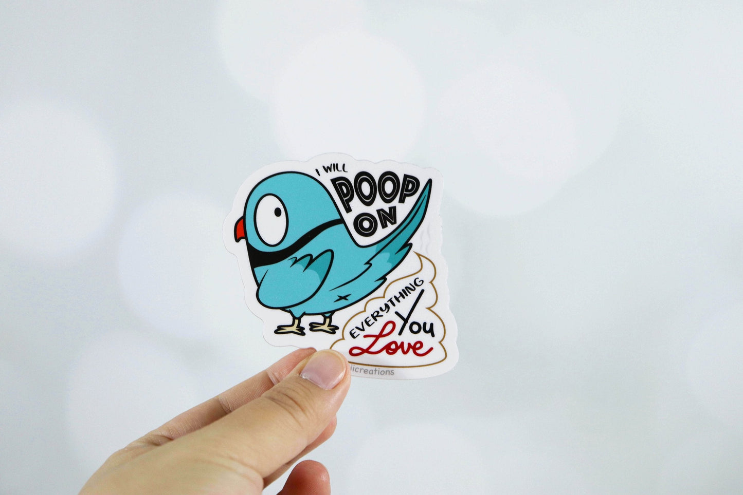 Haru Bird Poop On Everything Sticker - the Indian Ringneck Parrot