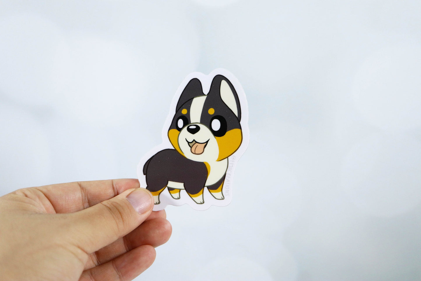 Cute Corgi Tri-Black Dog Stickers