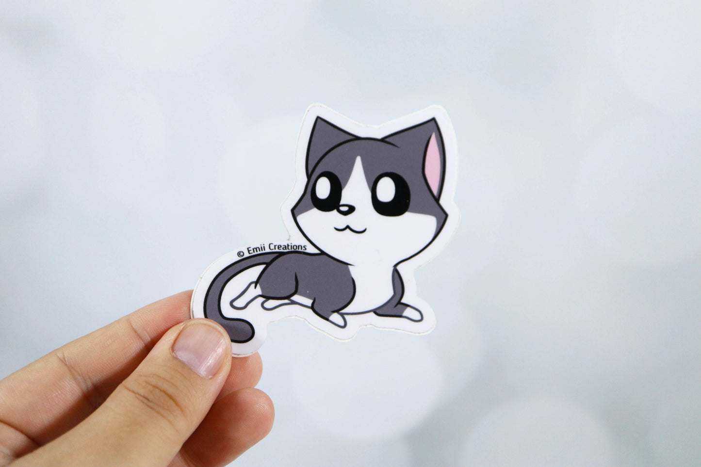 Cute Cat Black White Kitty Stickers