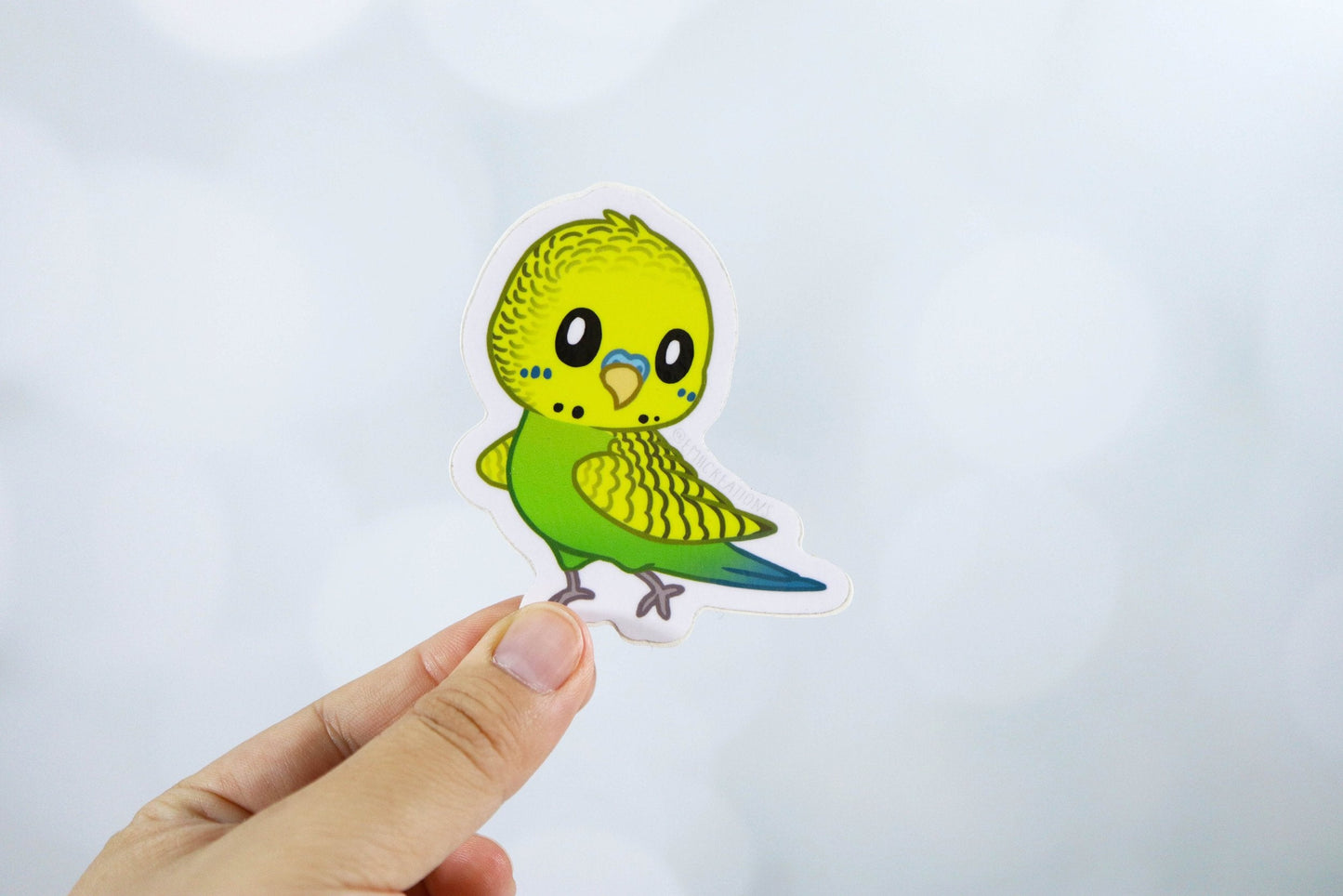 Cute Small Bird Budgie Green Stickers