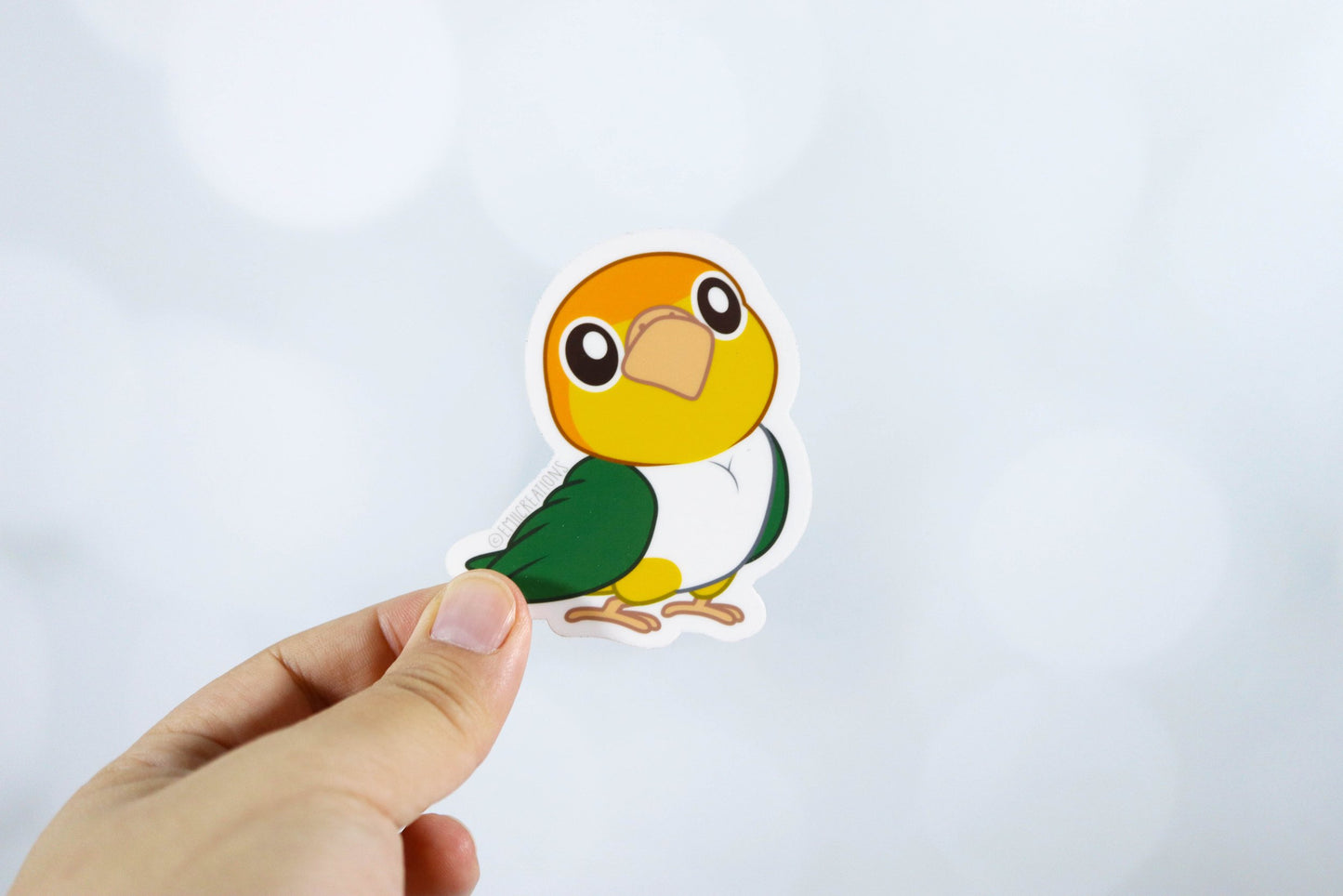 Cute Caique White-bellied Parrot Bird Stickers