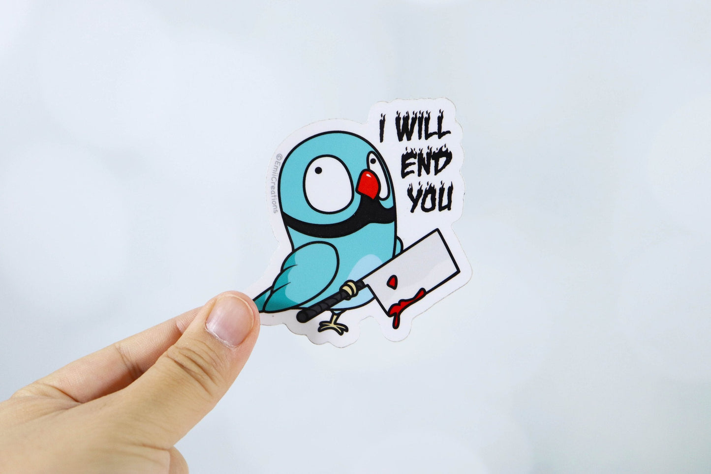 Haru Bird I Will End You Sticker - the Indian Ringneck Parrot