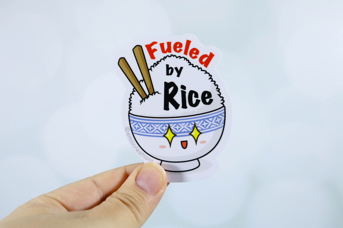 Fueled by Rice Sticker - Cute and Punny Foodie