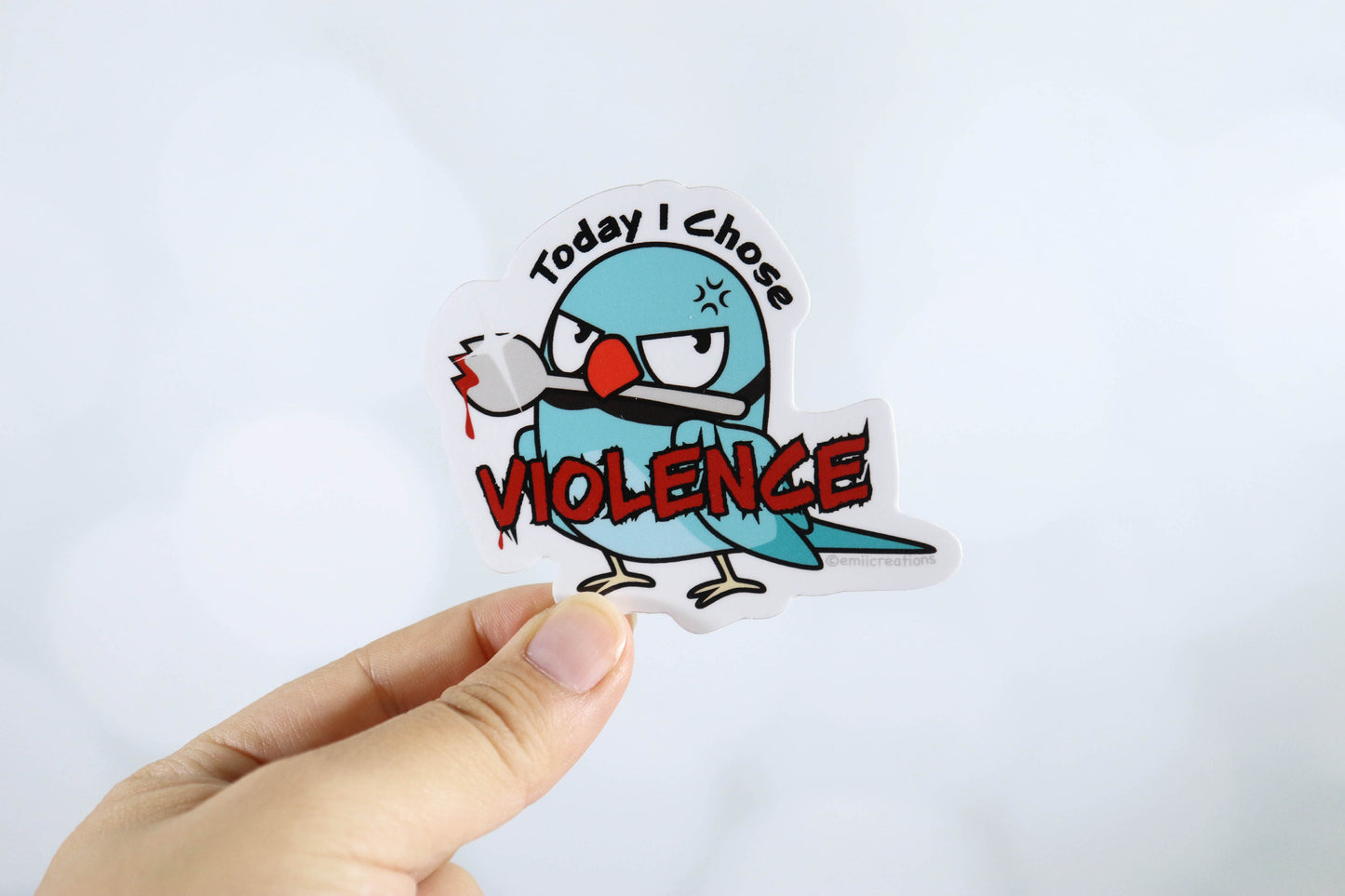 Haru Bird Chose Violence Sticker - the Indian Ringneck Parrot