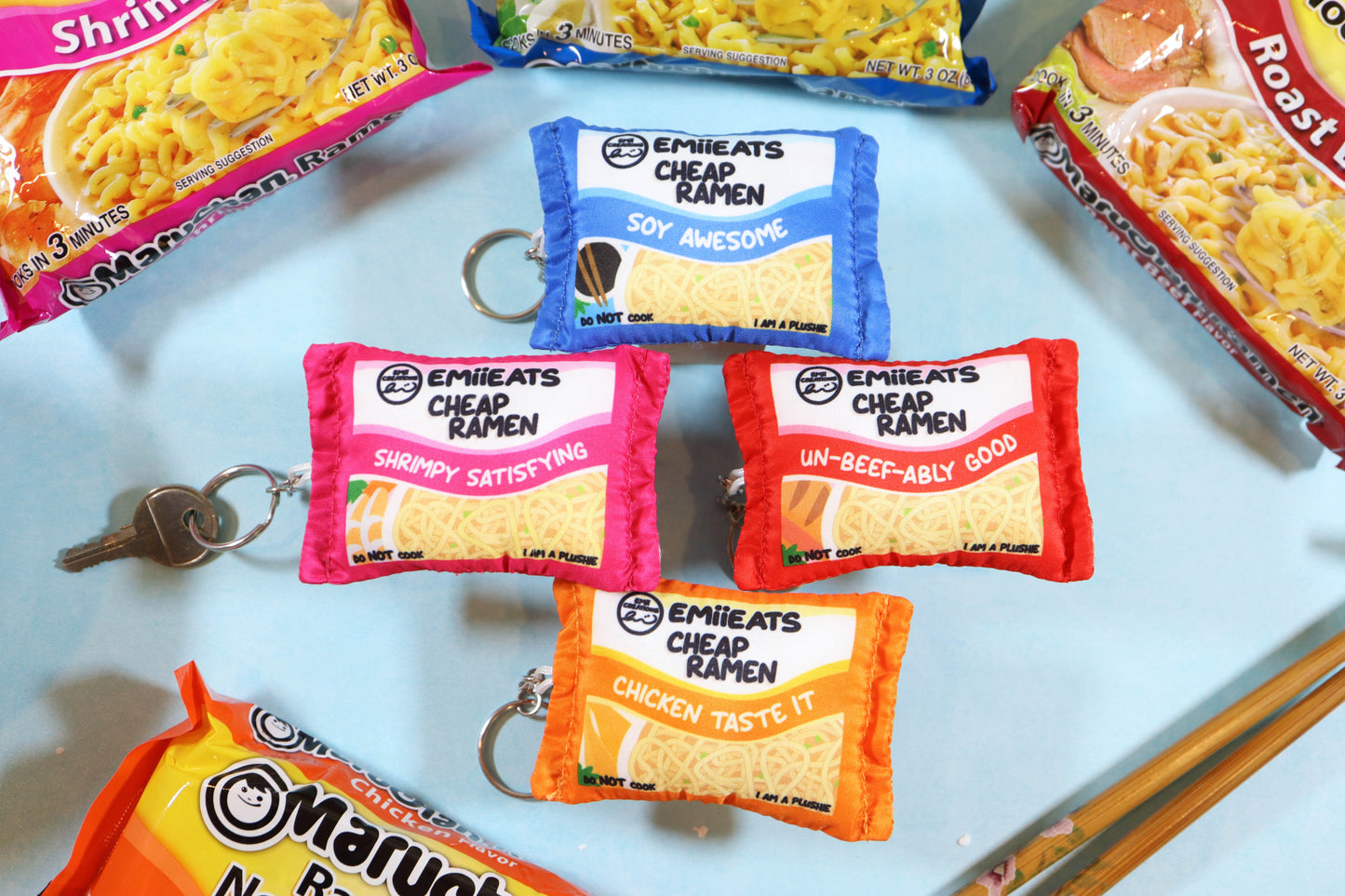 Cute Cheap Ramen Plush Keychain - Instant Ramen Noodles