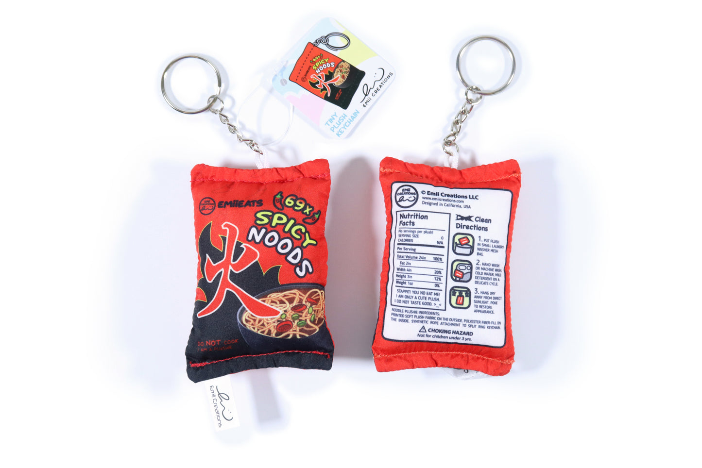 Cute Spicy Noods Plush Keychain - Instant Ramen Noodles