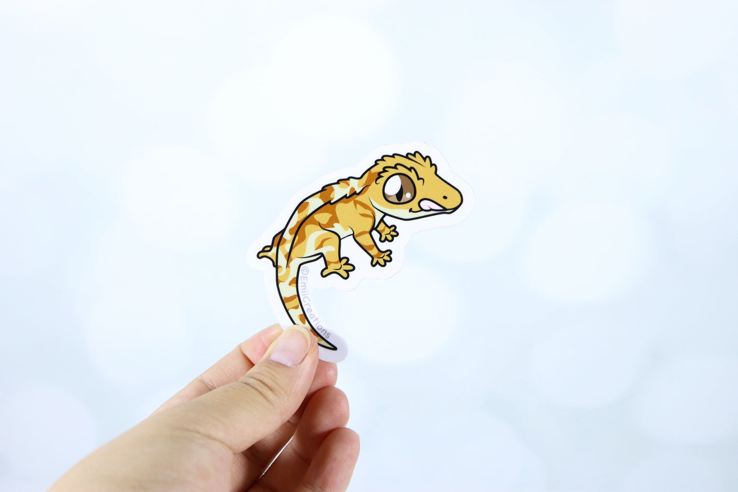 Cute Reptile Crested Gecko Stickers - Tongue Out and Adorable