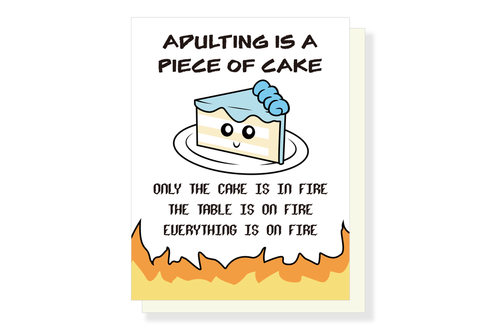 It's Fine Cake on Fire Greeting Card - Perfect for Birthdays, Coming-of-Age Events, and Graduations