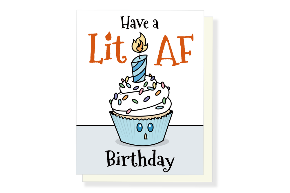 Lit AF Cupcake Birthday Card - Hilarious and Eco-Friendly Greeting Card