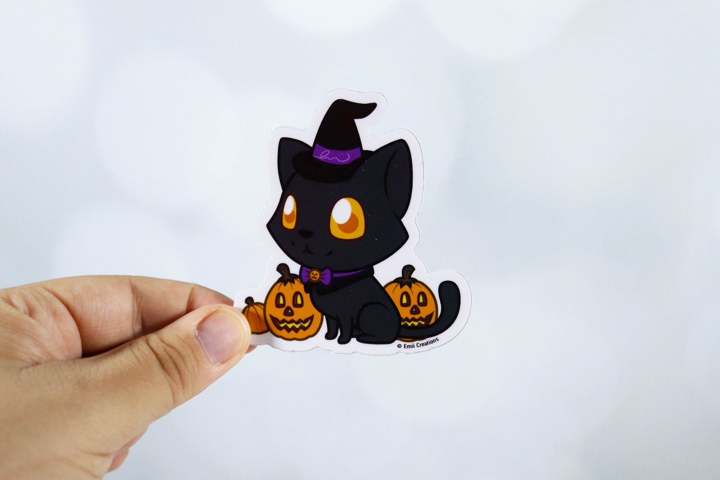 Cute Halloween Cat Sticker - Spook-tacular Witchy Pumpkin Black Cat