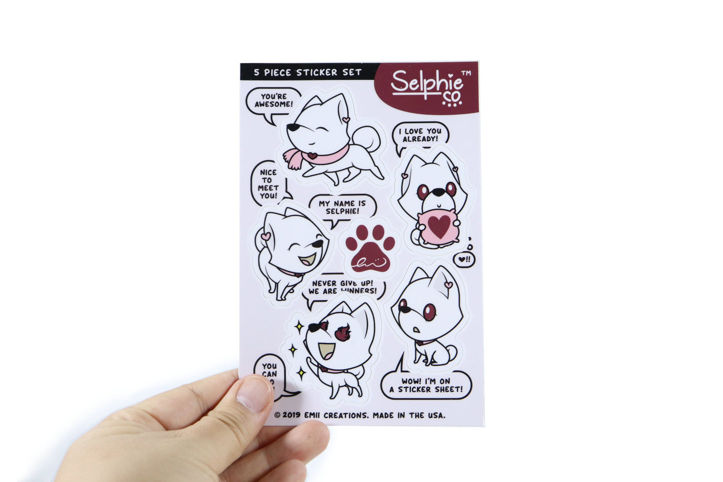 Selphie the Shiba Inu Sticker Sheet - Fun and Positive Dog Character
