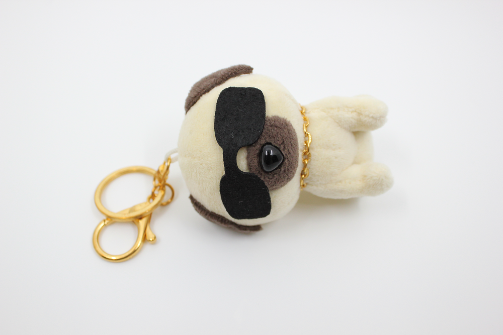P.L. the Cool Pug Plush Keychain - Stylish and Laid-back