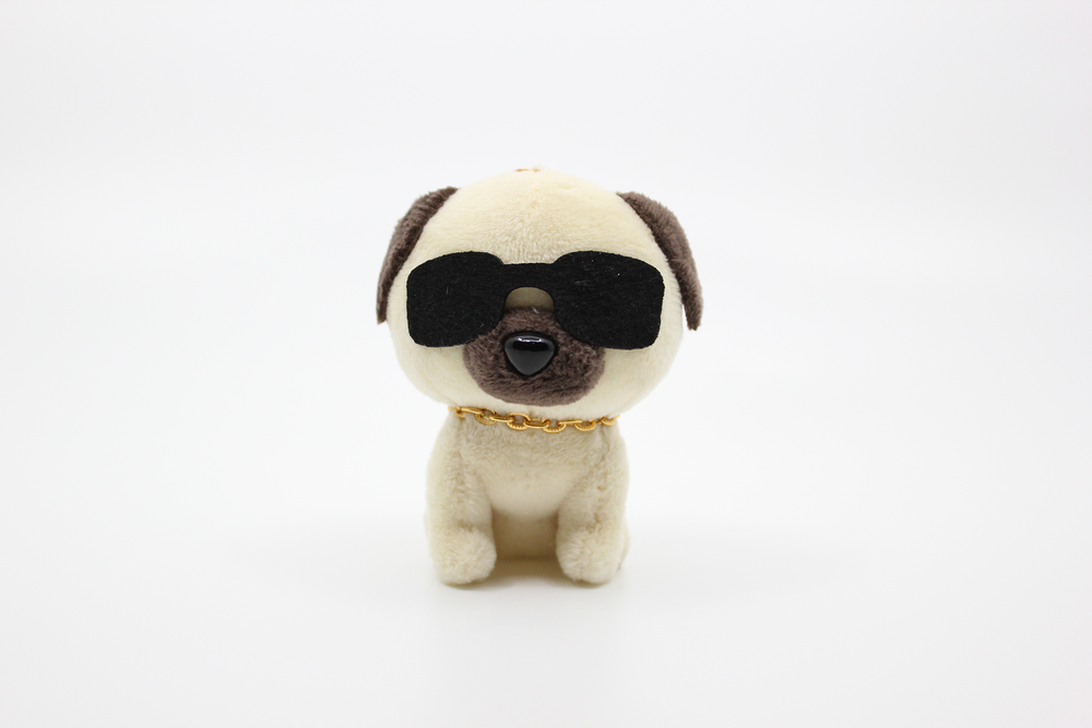 P.L. the Cool Pug Plush Keychain - Stylish and Laid-back