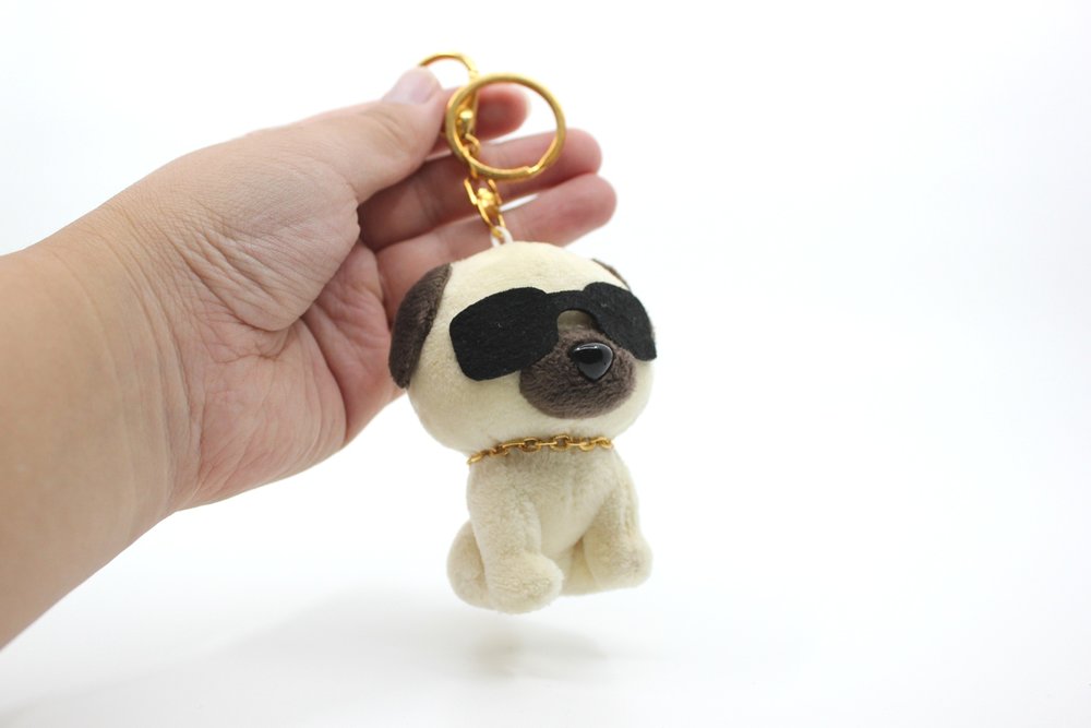 P.L. the Cool Pug Plush Keychain - Stylish and Laid-back