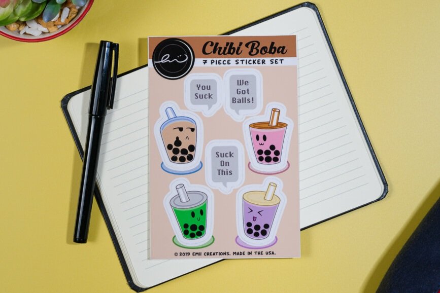 Cute Boba Vinyl Sticker Sheets - Add Some Fun Balls to Your Everyday Items