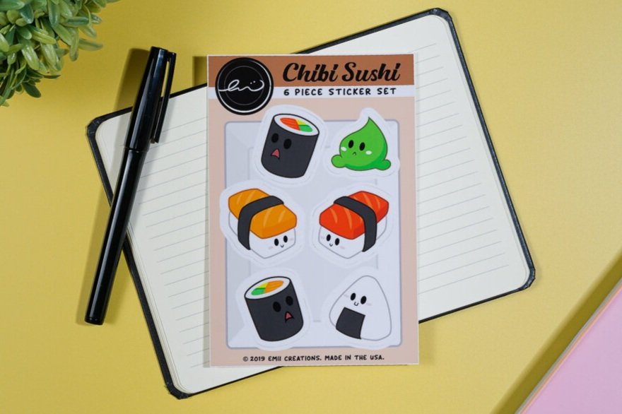 Cute Sushi and Wasabi Vinyl Sticker Sheets - Add Some Roll-ly Fun to Your Life