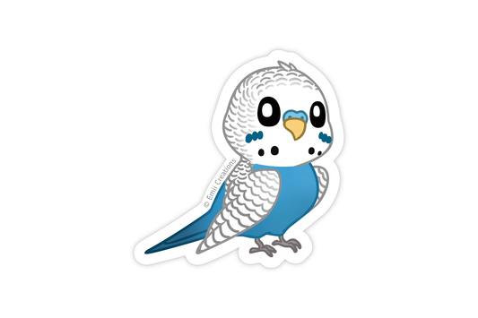 (Pack of 6) Cute Blue Budgie Bird Stickers ($2.00 each)