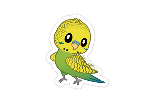 Cute Small Bird Budgie Green Stickers