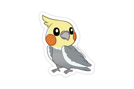 (Pack of 6) Cute Gray/Yellow Cockatiel Bird Stickers ($2 each)