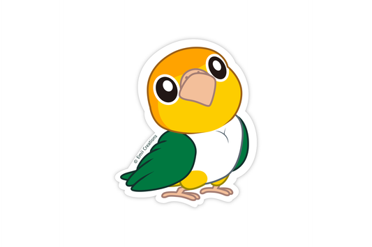 (Pack of 6) Cute White-Bellied Caique Bird Stickers ($2 each)