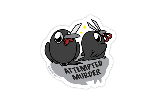 Cute Crow Attemping Murder Stickers