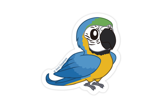 Cute Parrot Blue Macaw Bird Stickers