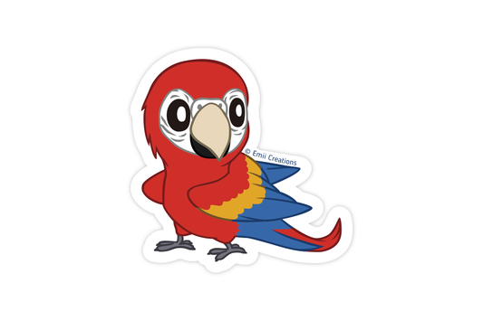 Cute Parrot Red Macaw Bird Stickers