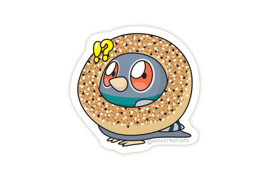 Cute Silly Pigeon in a Bagel Sticker