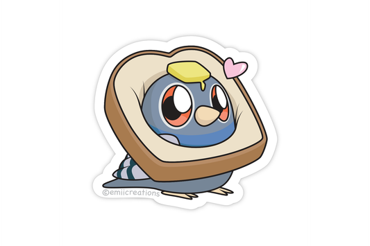 Cute Silly Pigeon in Bread Sticker