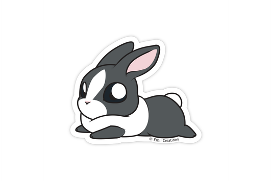 (Pack of 6) Cute Black White Bunny Sticker ($2 each)