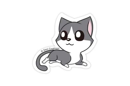 (Pack of 6) Gray/White Cat Sticker ($2 each)