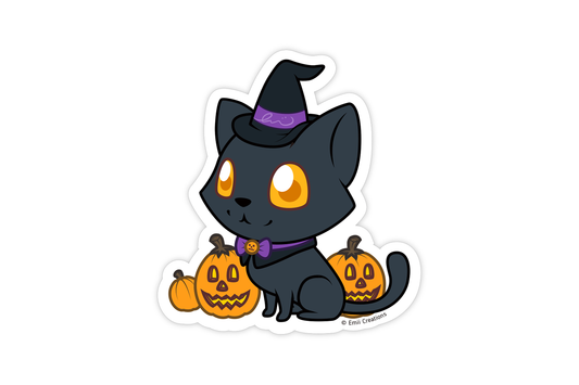 (Pack of 6) Cute Halloween Cat Sticker ($2 each)