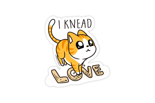 (Pack of 6) Punny Knead Love Cat Sticker ($2 each)