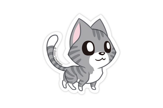 (Pack of 6) Gray Tabby Cat Sticker ($2 each)