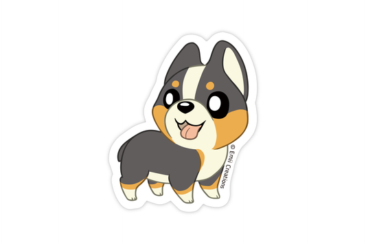 (Pack of 6) Cute Black Tri Corgi Dog Stickers ($2 each)