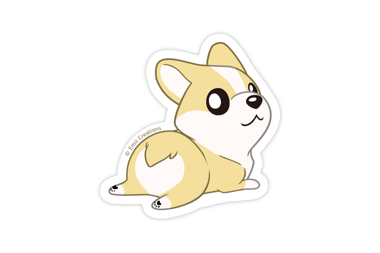 (Pack of 6) Cute Tan Corgi Dog Sticker ($2 each)