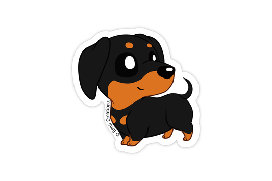 (Pack of 6) Cute Black/Red Dachshund Sticker ($2 each)