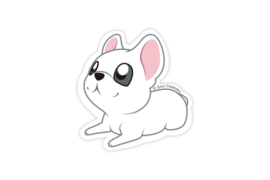 Cute Frenchie Bulldog White Stickers