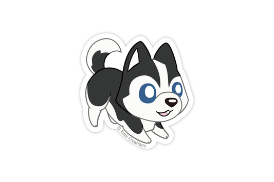 Cute Husky Black Dog Stickers