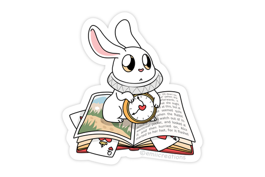 (Pack of 6) White Rabbit on an Alice in Wonderland Book Sticker ($2 each)