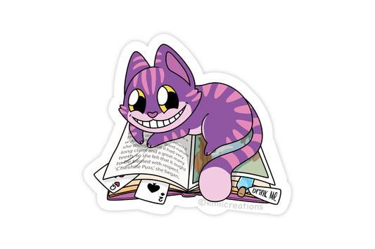 (Pack of 6) Cheshire Cat on an Alice in Wonderland Book Sticker ($2 each)