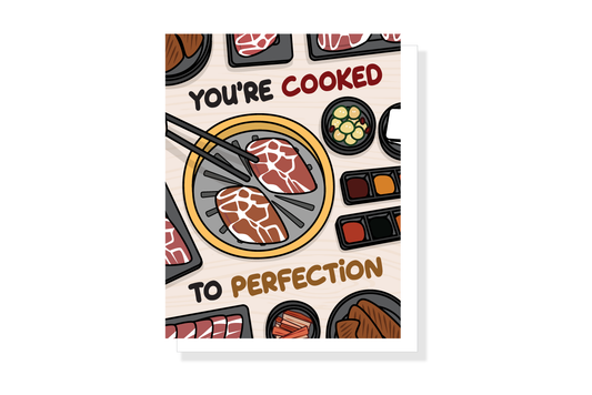 Cooked KBBQ Card - Korean BBQ Foodie Love Pun